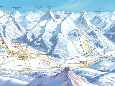 Pistenplan  im Skigebiet Schattwald - Zöblen - ein Skigebiet in Tirol