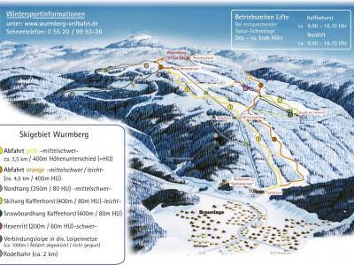 Pistenplan  im Skigebiet Braunlage - Wurmberg - ein Skigebiet in Harz