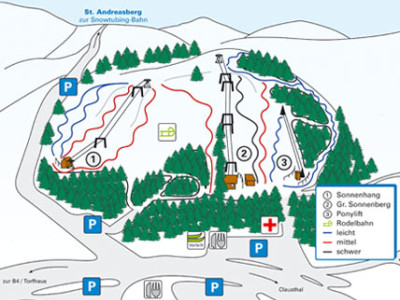 Pistenplan  im Skigebiet St. Andreasberg - Sonnenberg - ein Skigebiet in Harz