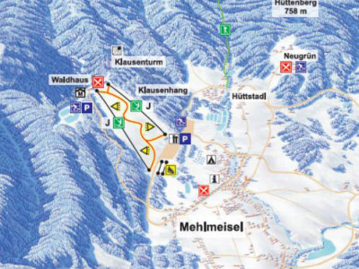 Pistenplan  im Skigebiet Mehlmeisel - Klausenlifte - ein Skigebiet in Fichtelgebirge