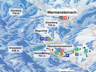 Pistenplan  im Skigebiet Oberwarmensteinach - ein Skigebiet in Fichtelgebirge
