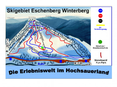 Pistenplan  im Skigebiet Niedersfeld - Eschenberg - ein Skigebiet in Sauerland