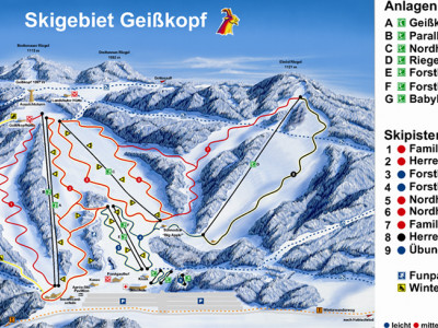 Pistenplan  im Skigebiet Bischofsmais - Geisskopf - ein Skigebiet in Bayerischer Wald