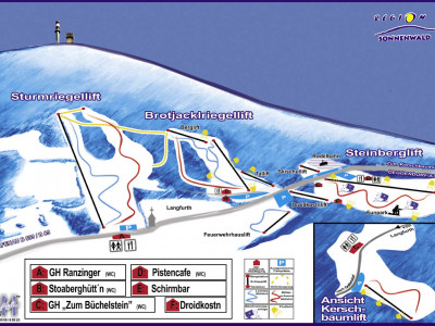 Pistenplan  im Skigebiet Sonnenwald - ein Skigebiet in Bayerischer Wald