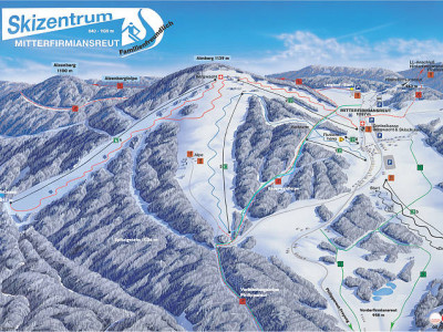 Pistenplan  im Skigebiet Mitterfirmiansreut - Almberg - ein Skigebiet in Bayerischer Wald