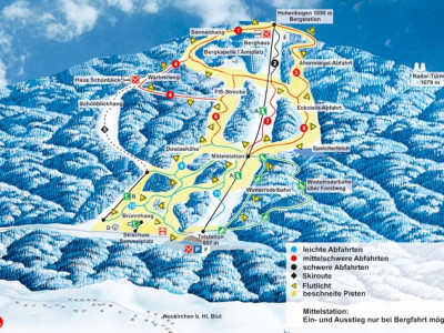 Pistenplan  im Skigebiet Neukirchen-Hohenbogen - ein Skigebiet in Bayerischer Wald