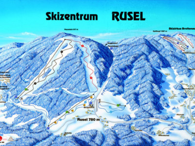 Pistenplan  im Skigebiet Rusel - ein Skigebiet in Bayerischer Wald