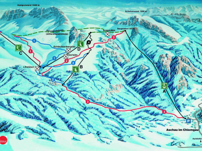 Pistenplan  im Skigebiet Aschau - Kampenwand - ein Skigebiet in Oberbayern