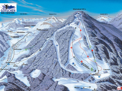 Pistenplan  im Skigebiet Bischofswiesen - Götschen - ein Skigebiet in Oberbayern