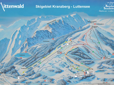 Pistenplan  im Skigebiet Mittenwald - Kranzberg - ein Skigebiet in Oberbayern