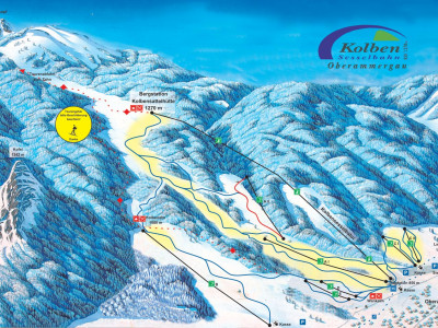 Pistenplan  im Skigebiet Oberammergau - Kolben - ein Skigebiet in Oberbayern