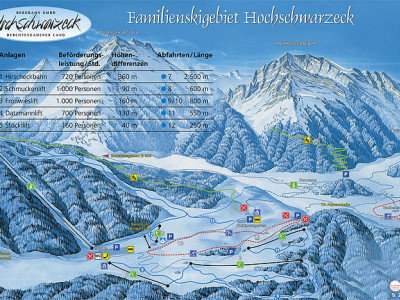 Pistenplan  im Skigebiet Ramsau - Hochschwarzeck - ein Skigebiet in Oberbayern