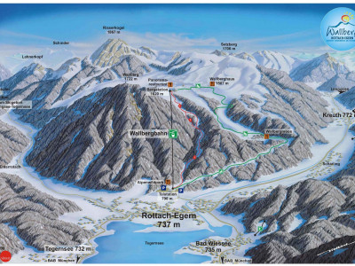 Pistenplan  im Skigebiet Rottach-Egern - Wallberg - ein Skigebiet in Oberbayern