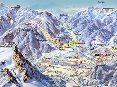 Pistenplan  im Skigebiet Unternberg - ein Skigebiet in Oberbayern