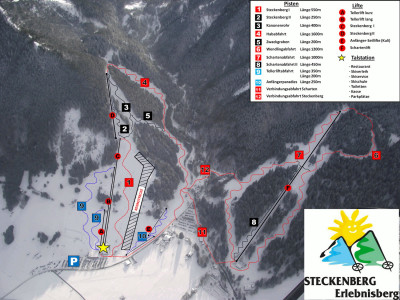 Pistenplan  im Skigebiet Unterammergau - ein Skigebiet in Oberbayern