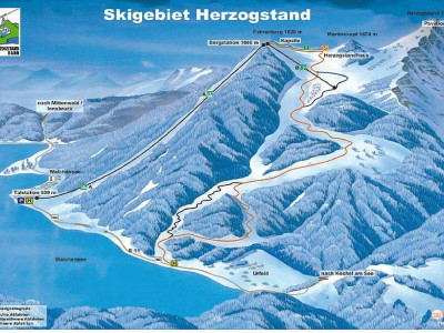 Pistenplan  im Skigebiet Walchensee - Herzogstand - ein Skigebiet in Oberbayern