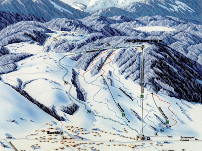 Pistenplan  im Skigebiet Buching - Buchenberg - ein Skigebiet in Allgäu