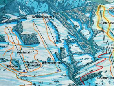 Pistenplan  im Skigebiet Kranzegg am Grünten - ein Skigebiet in Allgäu
