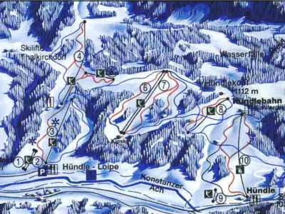 Pistenplan  im Skigebiet Oberstaufen - Hündle - ein Skigebiet in Allgäu