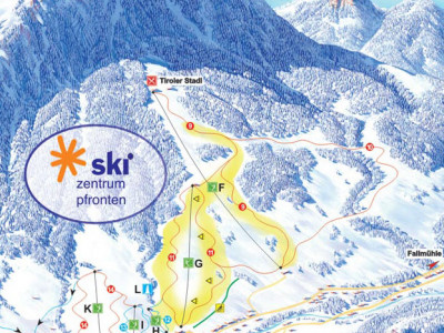 Pistenplan  im Skigebiet Pfronten - Steinach - ein Skigebiet in Allgäu