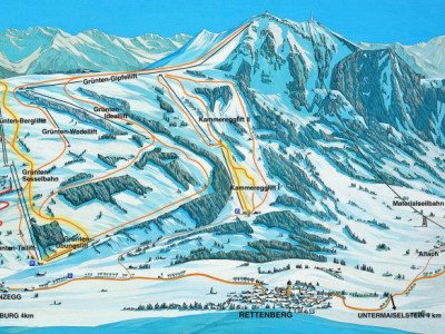 Pistenplan  im Skigebiet Rettenberg - Grünten - ein Skigebiet in Allgäu