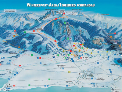 Pistenplan  im Skigebiet Schwangau - Tegelberg - ein Skigebiet in Allgäu