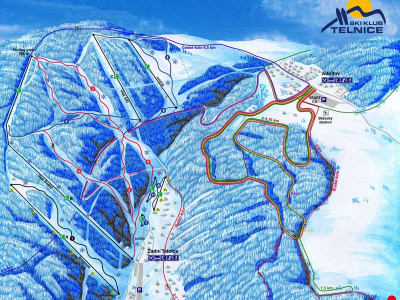 Pistenplan  im Skigebiet Telnice - ein Skigebiet in Erzgebirge