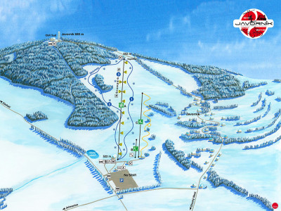 Pistenplan  im Skigebiet Obri sud Javornik - ein Skigebiet in Isergebirge