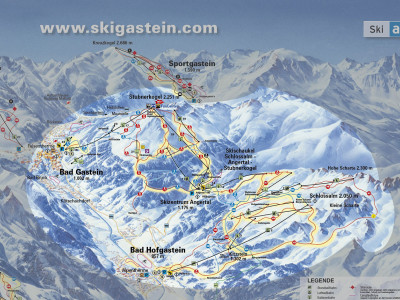 Pistenplan  im Skigebiet Bad Gastein - ein Skigebiet in Salzburger Land