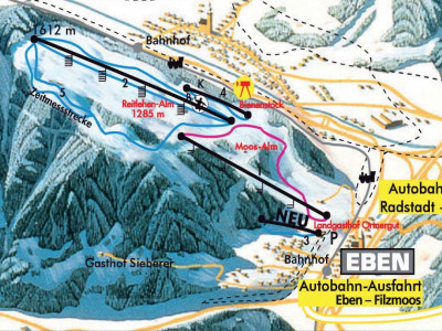 Pistenplan  im Skigebiet Eben im Pongau - ein Skigebiet in Salzburger Land