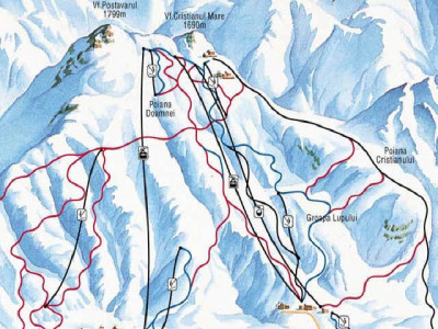 Pistenplan  im Skigebiet Poiana Brasov - ein Skigebiet in Südostkarpaten - Bucegi / Predeal