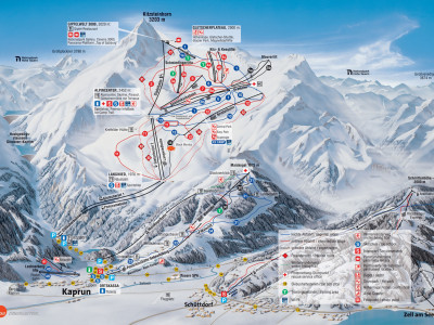 Pistenplan  im Skigebiet Kitzsteinhorn - Kaprun - ein Skigebiet in Salzburger Land