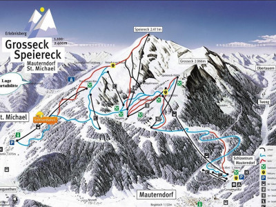 Pistenplan  im Skigebiet Grosseck - Speiereck - ein Skigebiet in Salzburger Land