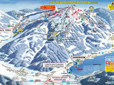 Pistenplan  im Skigebiet Gerlitzen - ein Skigebiet in Kärnten