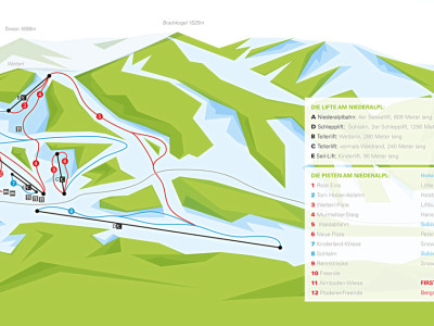 Pistenplan  im Skigebiet Niederalpl - ein Skigebiet in Steiermark