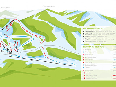 Pistenplan  im Skigebiet Niederalpl - ein Skigebiet in Steiermark