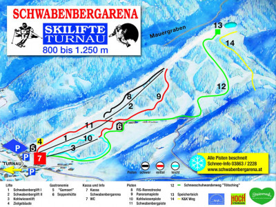 Pistenplan  im Skigebiet Schwabenbergarena - ein Skigebiet in Steiermark