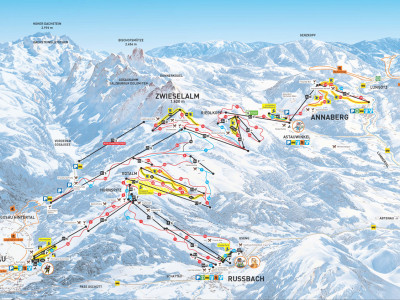Pistenplan  im Skigebiet Dachstein West - ein Skigebiet in Salzburger Land