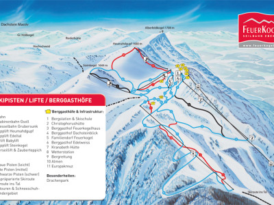 Pistenplan  im Skigebiet Ebensee - Feuerkogel - ein Skigebiet in Oberösterreich