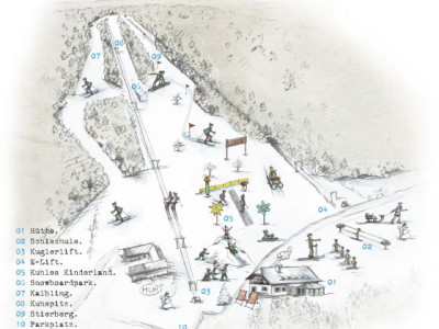 Pistenplan  im Skigebiet Sandl - Viehberg - ein Skigebiet in Oberösterreich