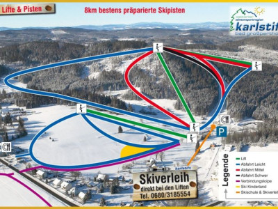 Pistenplan  im Skigebiet Karlstift - ein Skigebiet in Niederösterreich