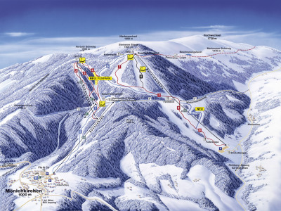 Pistenplan  im Skigebiet Mönichkirchen - Mariensee - ein Skigebiet in Niederösterreich