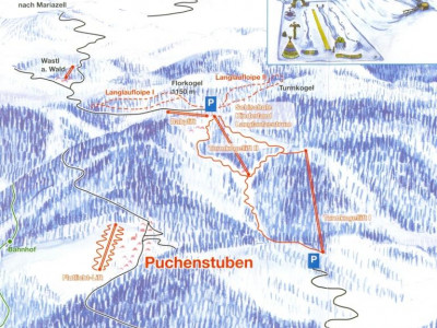 Pistenplan  im Skigebiet Puchenstuben - ein Skigebiet in Niederösterreich