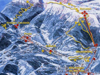 Pistenplan  im Skigebiet Reichenau an der Rax - ein Skigebiet in Niederösterreich