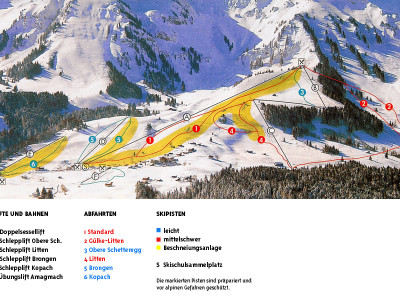 Pistenplan  im Skigebiet Egg - Schetteregg - ein Skigebiet in Vorarlberg