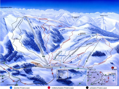 Pistenplan  im Skigebiet Alpenarena Hochhäderich - ein Skigebiet in Vorarlberg