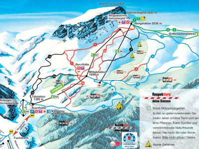 Pistenplan  im Skigebiet Kleinwalsertal - Ifen - ein Skigebiet in Vorarlberg