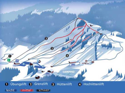 Pistenplan  im Skigebiet Riefensberg - Hochlitten - ein Skigebiet in Vorarlberg