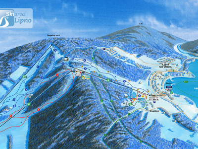 Pistenplan  im Skigebiet Lipno - ein Skigebiet in Böhmer Wald