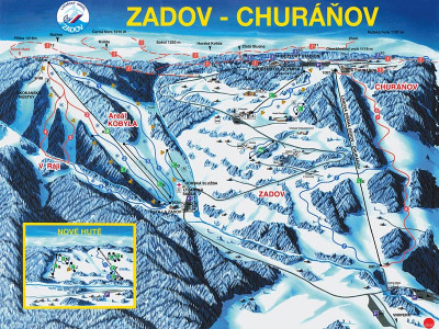 Pistenplan  im Skigebiet Zadov - Churanov - ein Skigebiet in Böhmer Wald